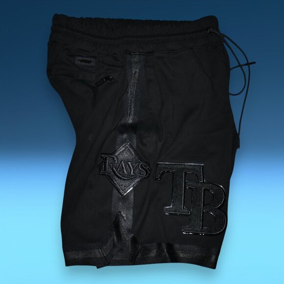 Pro Standard Tampa Bay Devil Rays Shorts Size XL Triple Black Chenille Patches - Picture 11 of 11